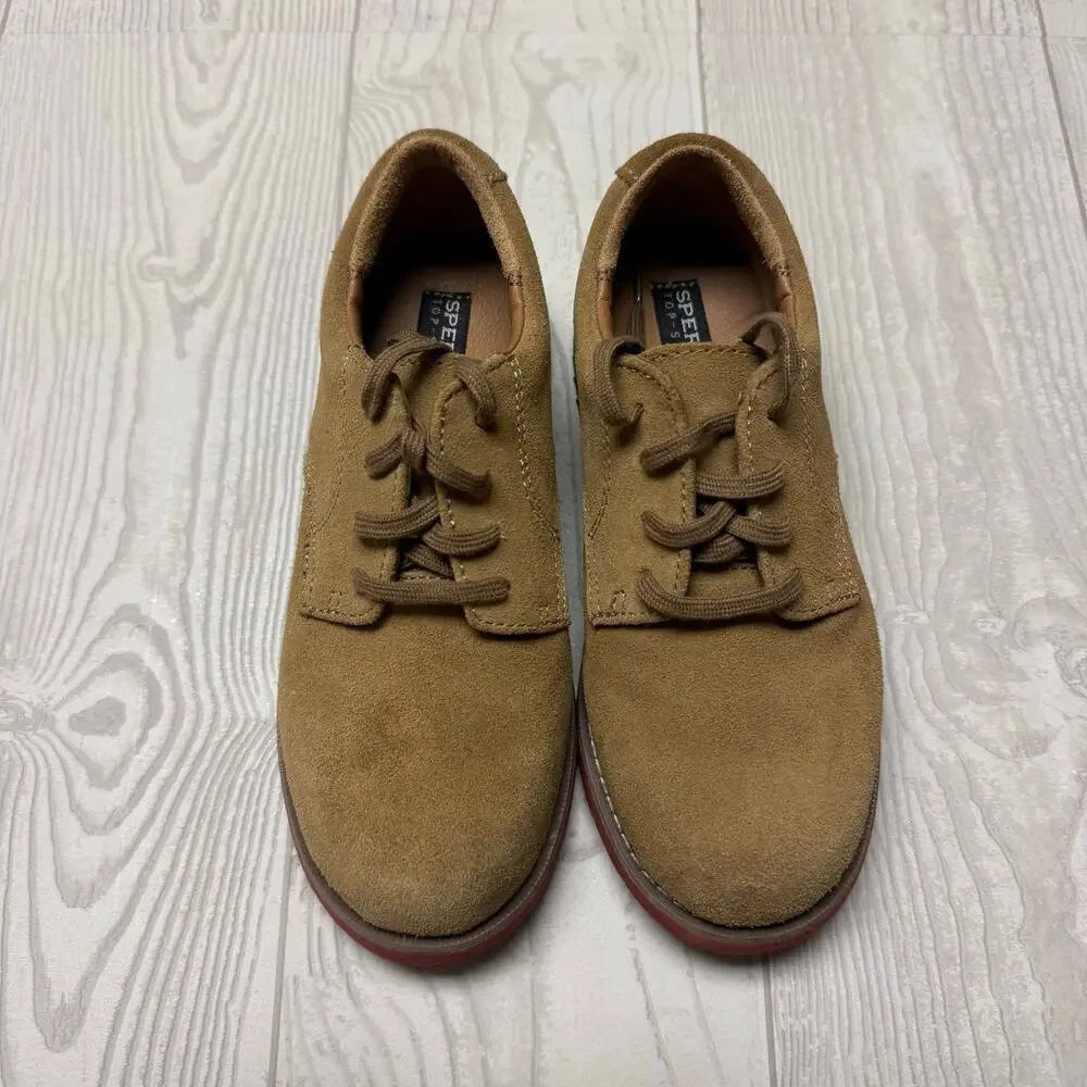 Sperry Top-Sider Tevin Boys Suede Oxford Shoes Brown Red Sole Size 13M